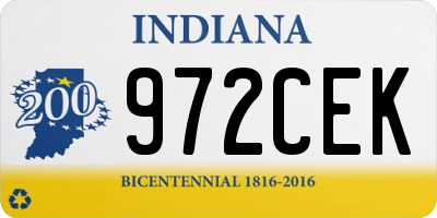 IN license plate 972CEK