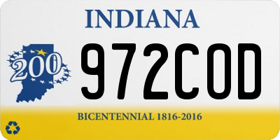 IN license plate 972COD