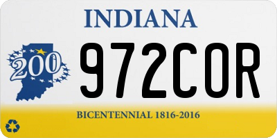 IN license plate 972COR