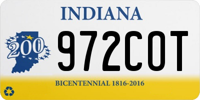 IN license plate 972COT