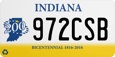 IN license plate 972CSB