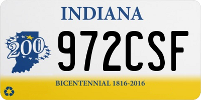 IN license plate 972CSF