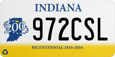 IN license plate 972CSL