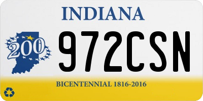 IN license plate 972CSN