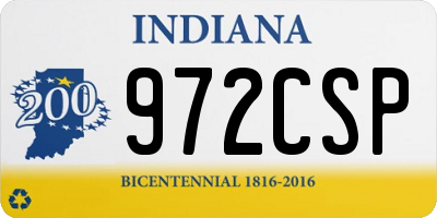 IN license plate 972CSP