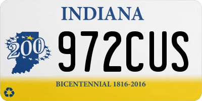 IN license plate 972CUS
