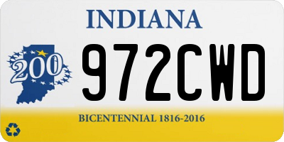 IN license plate 972CWD