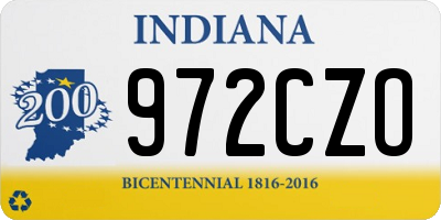 IN license plate 972CZO