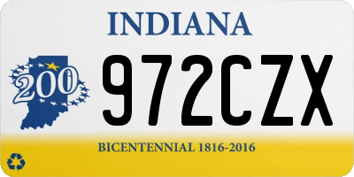 IN license plate 972CZX