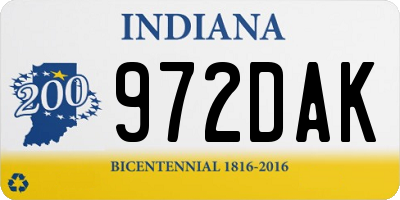 IN license plate 972DAK