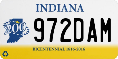 IN license plate 972DAM
