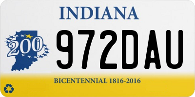 IN license plate 972DAU