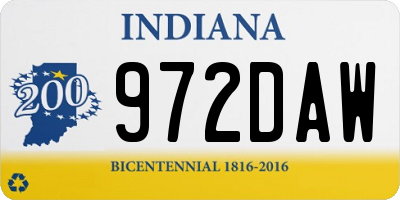 IN license plate 972DAW