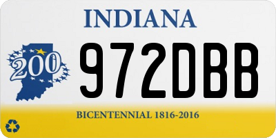 IN license plate 972DBB