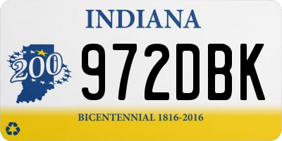 IN license plate 972DBK