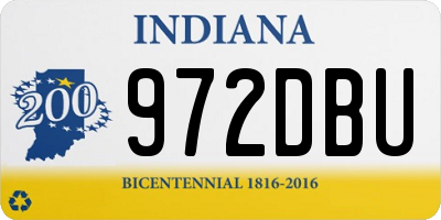 IN license plate 972DBU