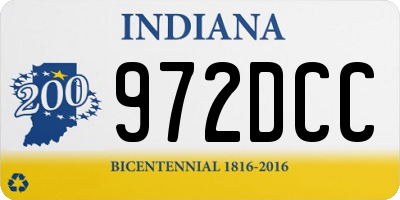 IN license plate 972DCC