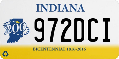 IN license plate 972DCI