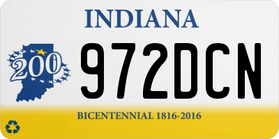 IN license plate 972DCN