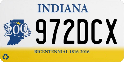 IN license plate 972DCX