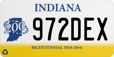 IN license plate 972DEX