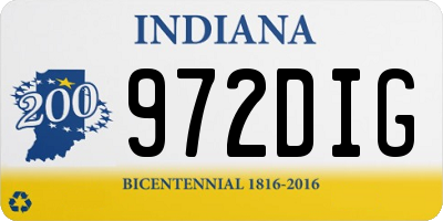 IN license plate 972DIG