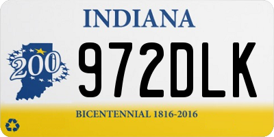 IN license plate 972DLK