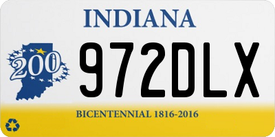 IN license plate 972DLX