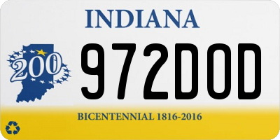 IN license plate 972DOD