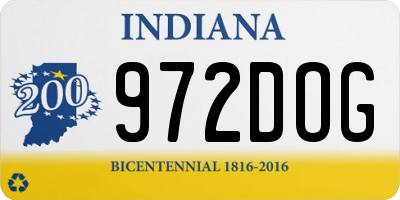 IN license plate 972DOG