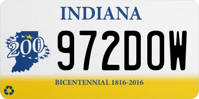 IN license plate 972DOW