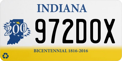 IN license plate 972DOX
