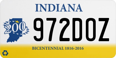 IN license plate 972DOZ
