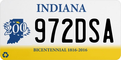 IN license plate 972DSA