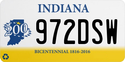IN license plate 972DSW