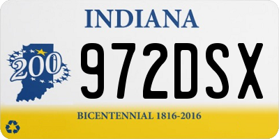 IN license plate 972DSX
