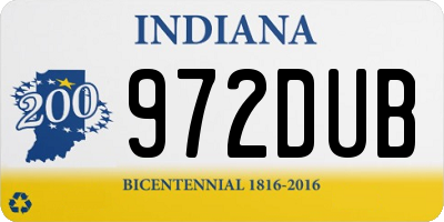 IN license plate 972DUB