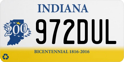 IN license plate 972DUL