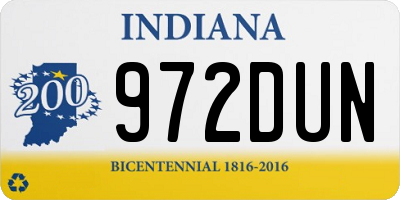 IN license plate 972DUN