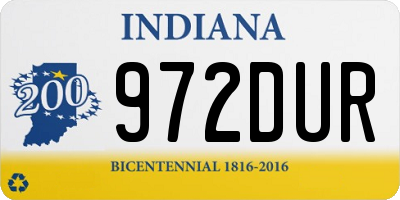 IN license plate 972DUR