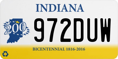 IN license plate 972DUW
