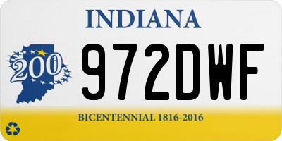 IN license plate 972DWF