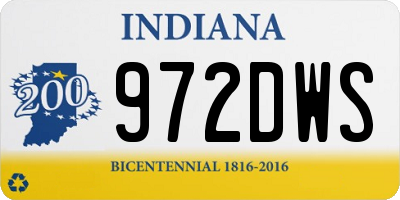 IN license plate 972DWS