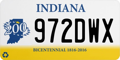 IN license plate 972DWX
