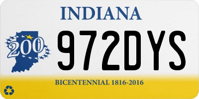 IN license plate 972DYS