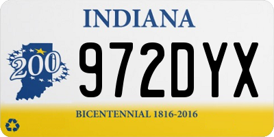 IN license plate 972DYX