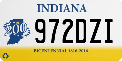 IN license plate 972DZI