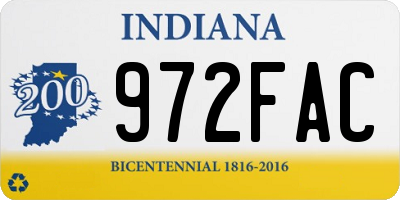 IN license plate 972FAC