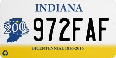 IN license plate 972FAF