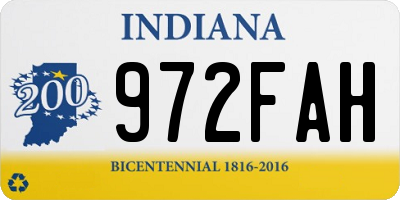IN license plate 972FAH